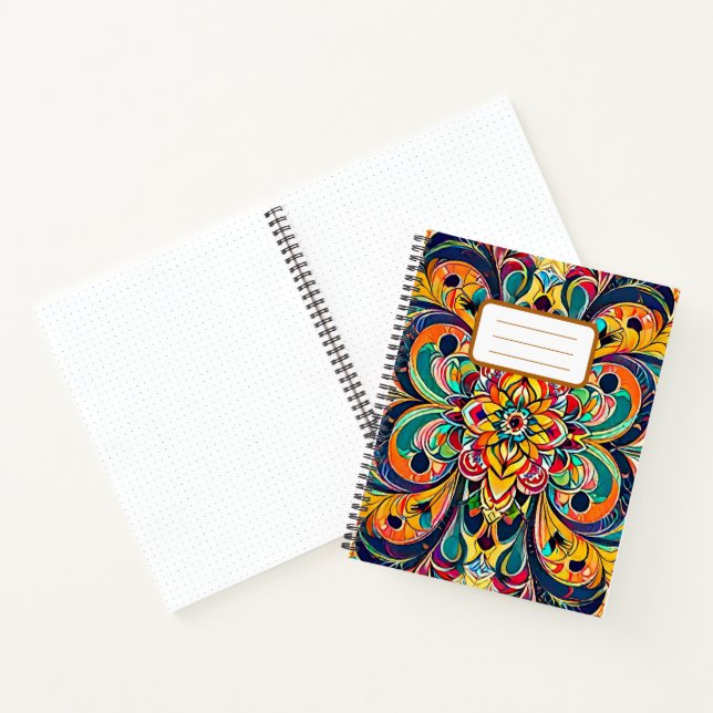 Colour Symphony Mandala – Bold Psychedelic Floral Notebook (Inside)