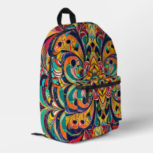 Colour Symphony Mandala – Bold Psychedelic Floral Printed Backpack