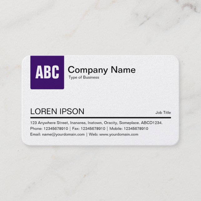 Colour Tab - Deep Purple (Gold) Business Card (Front)
