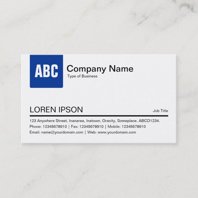 Colour Tab - Navy Blue Business Card (Front)