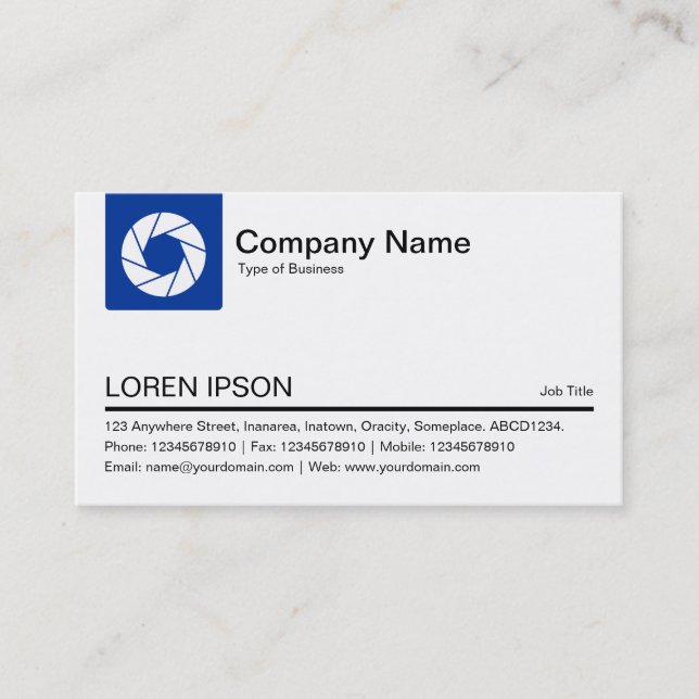 Colour Tab - Navy - White Aperture symbol Business Card (Front)