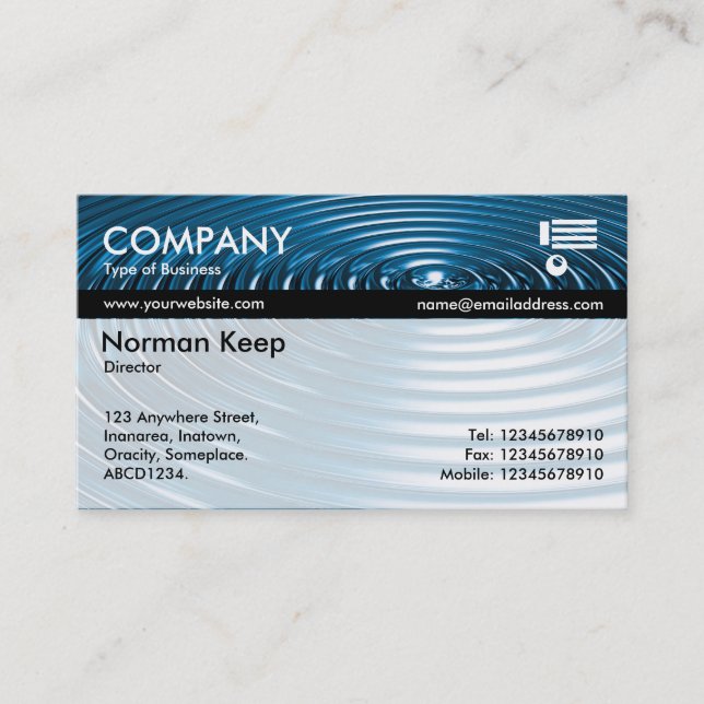 Colour Tex Banded - Concentric Rings - BlueChrome Business Card (Front)