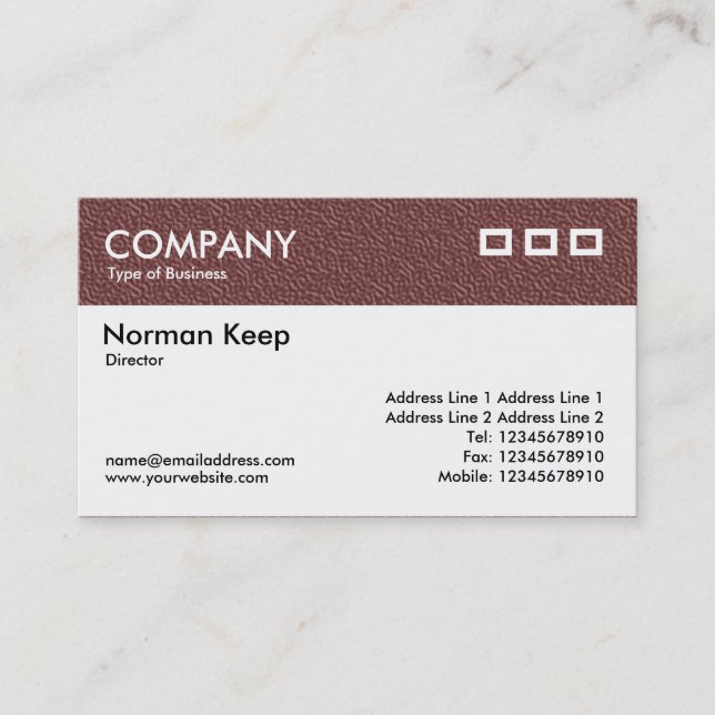 Colour Textured Header - Brown Embossed Tex Business Card (Front)