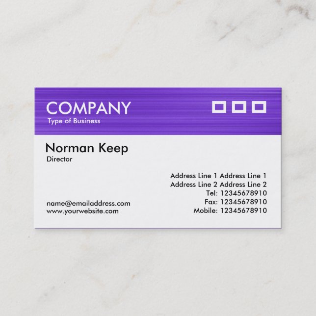 Colour Textured Header - Brushed Violet Business Card (Front)