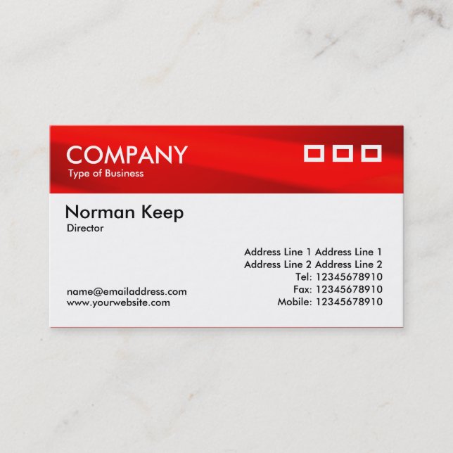 Colour Textured Header - Hot Red Business Card (Front)