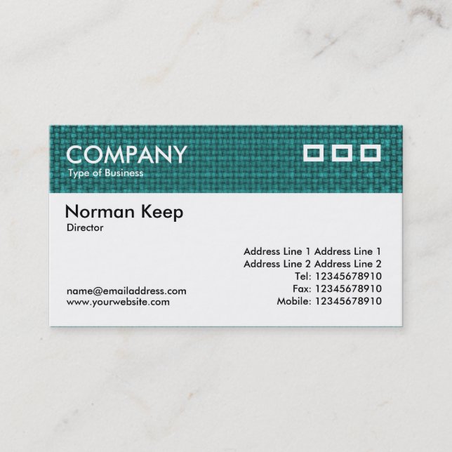 Colour Textured Header - Turquoise Fabric Business Card (Front)