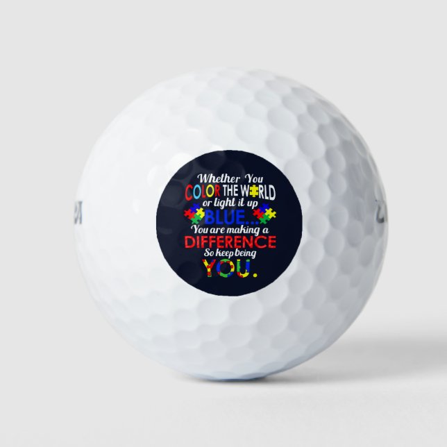 Colour The World or Light It Blue Autism Awareness Golf Balls (Front)