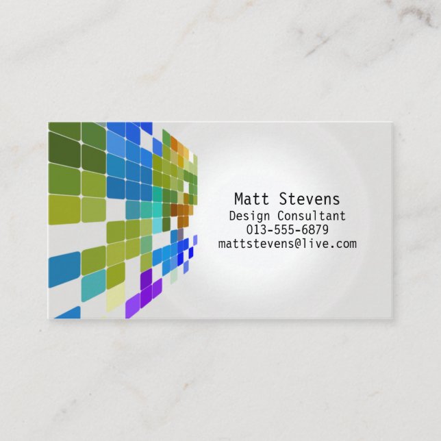 Colour Tile Grid Green Blue Business Card (Front)