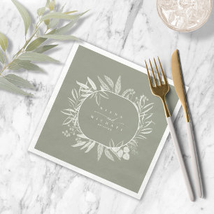 Colour Tones Eucalyptus Wedding Wreath Grn ID901 Napkin