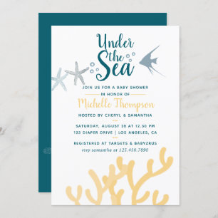 Colour trend Under the Sea Ocean themed Baby Showe Invitation