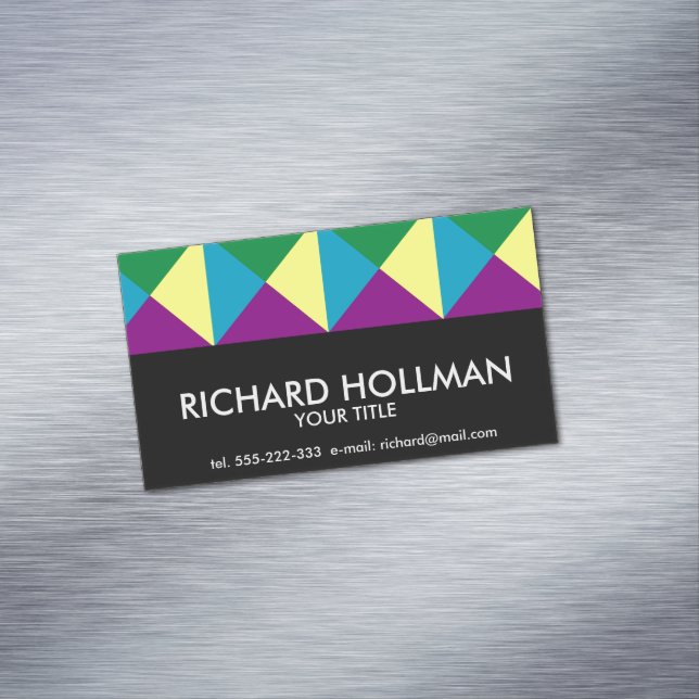 Colour triangles pattern magnetic business card (In Situ)
