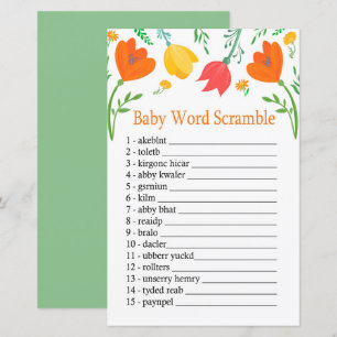 Colour tulips Baby word scramble game