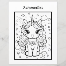 Colour Unicorn Paper Sheet Personalised 
