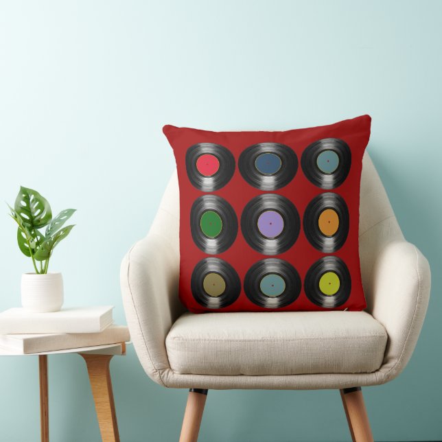 colour vinyl records pattern cushion (Chair)