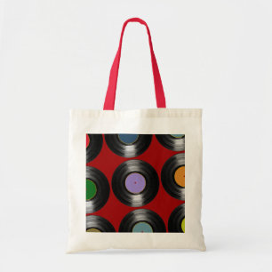 colour vinyl records pattern tote bag