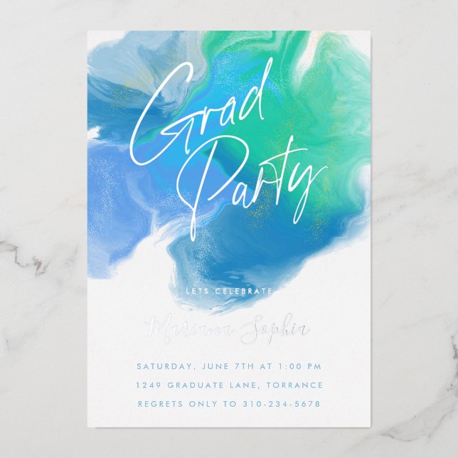 Colour Wash Blue Green Grad Party Silver (Front)
