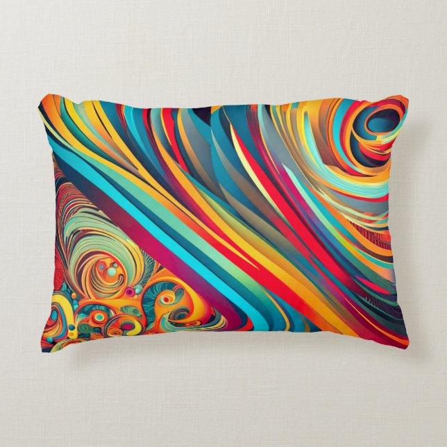 Colour Wave Fusion – Modern Abstract Swirl Art Decorative Cushion (Front)