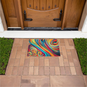 Colour Wave Fusion – Modern Abstract Swirl Art Doormat