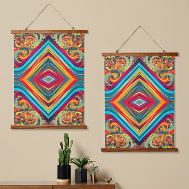 Colour Wave Fusion – Modern Abstract Swirl Art Hanging Tapestry (Asymmetrical)