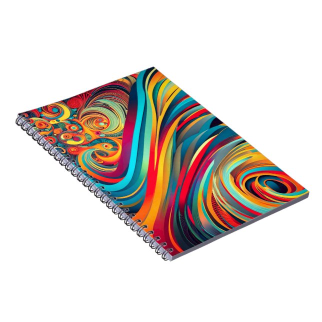 Colour Wave Fusion – Modern Abstract Swirl Art Notebook (Right Side)