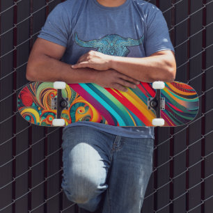 Colour Wave Fusion – Modern Abstract Swirl Art Skateboard