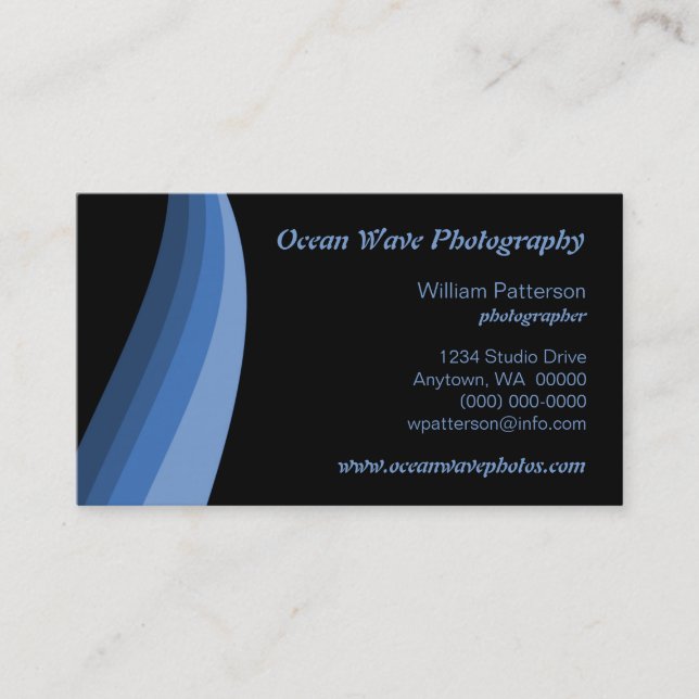 Colour Waves Business Card, Ocean Blue Card (Front)