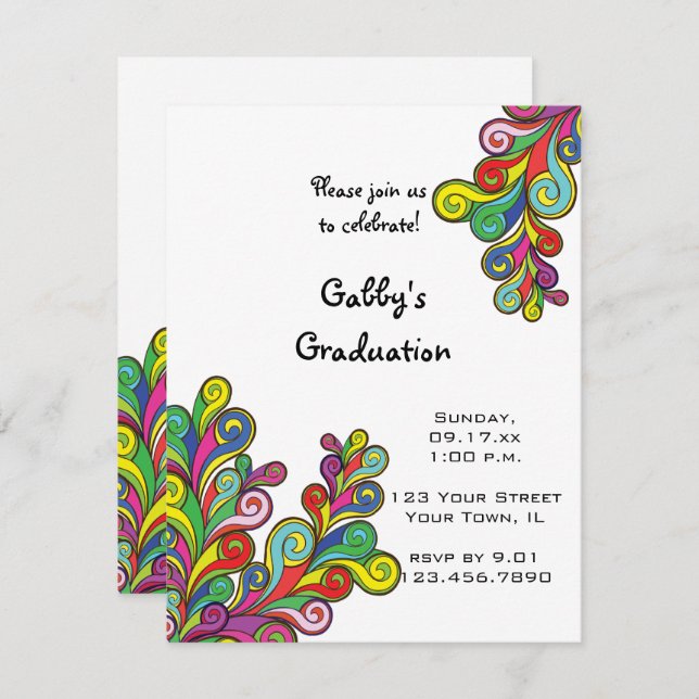 Colour Waves Graduation Party Invitation (Front/Back)