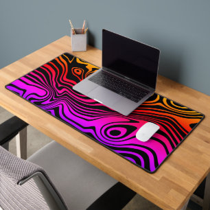 Colour Wavy Striped Design Desk Mat