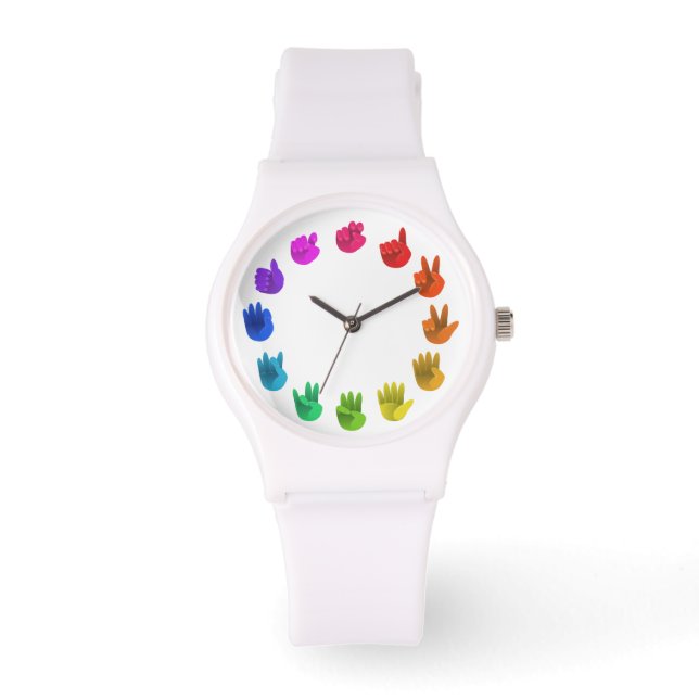 Colour wheel asl sign language numbers watch (Front)