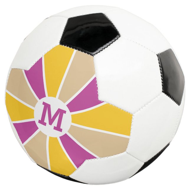 Colour Wheel / Rays custom monogram soccer ball (Three Quarter)