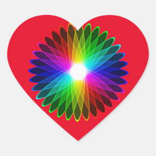Colour Wheel Round Out Rainbow Hypnotic Halo Heart Sticker