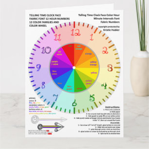 Colour Wheel Tell Time Fabric Font Numbers Clock Card