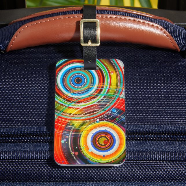 Colour Wheels Vibrant Pop Art Personalised Luggage Tag (Front Insitu 2)