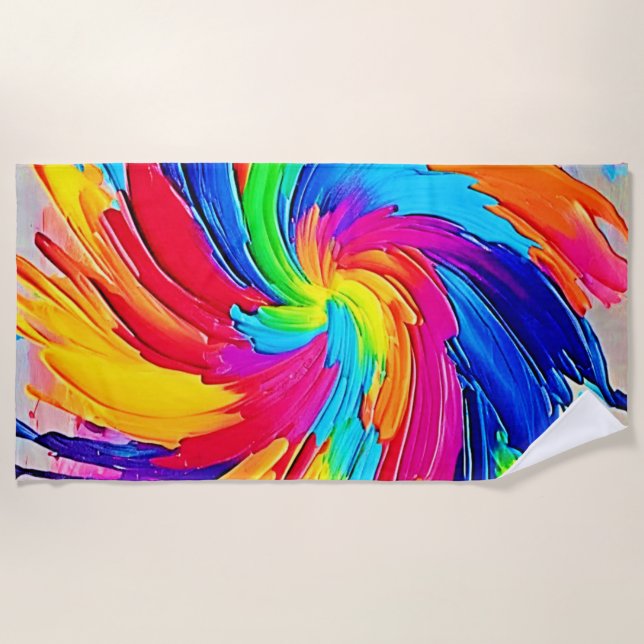 Colour Whirl: Abstract Art Beach Towel (Front)