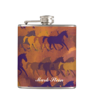 colour whisky horses hip flask