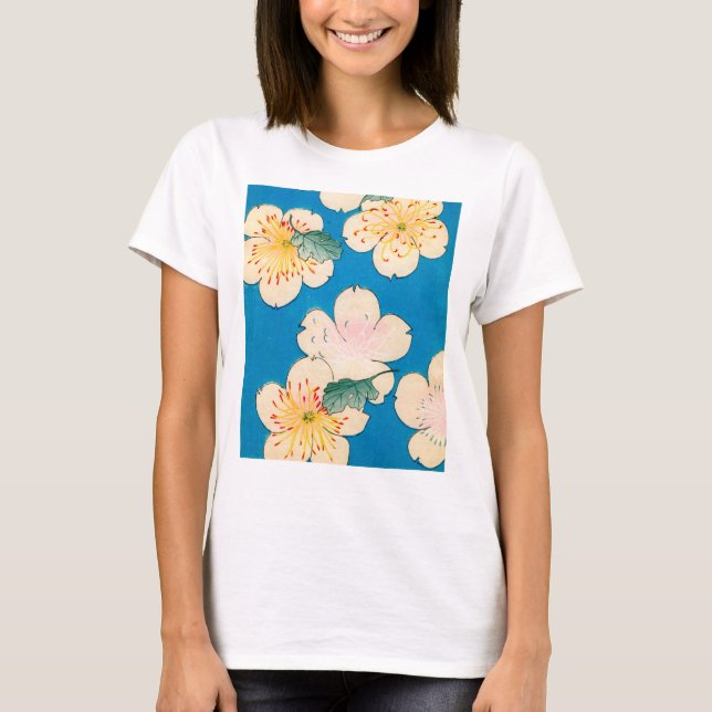 Colour Woodblock Print of Dogwood Blossoms T-Shirt (Front)