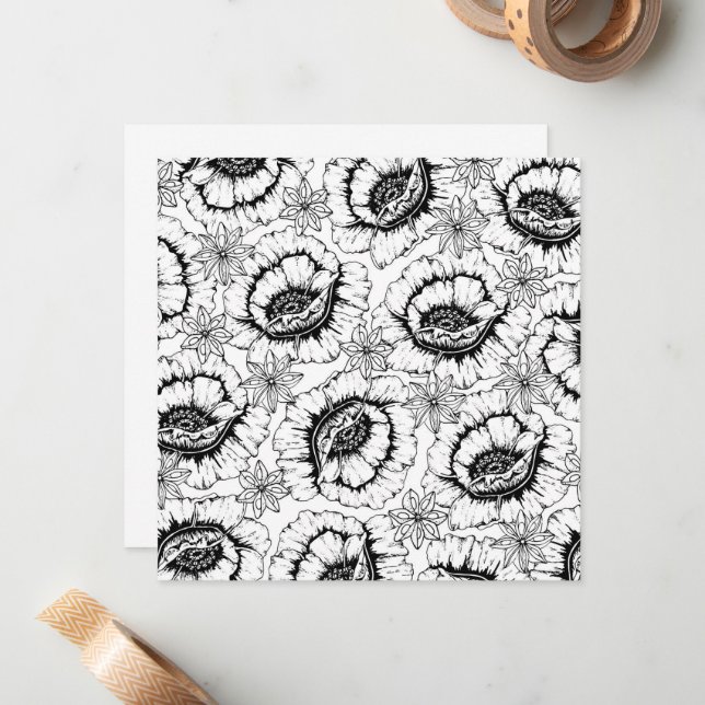 Colour Your Own Anemone Flowers Card (Front/Back In Situ)