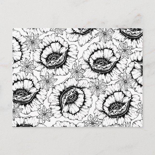 Colour Your Own Anemone Flowers Postcard (Front)