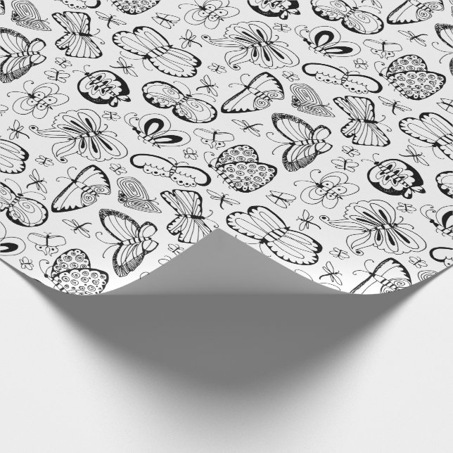 Colour Your Own Butterflies Pattern Wrapping Paper (Corner)
