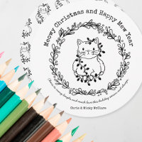 Colour Your Own Cat Circle Christmas