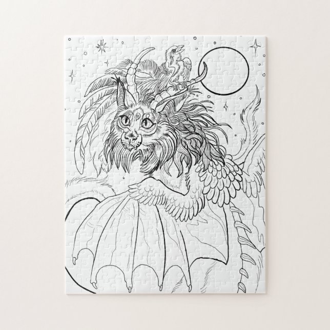 Colour your Own Cat Dragon Jigsaw Puzzle (Vertical)