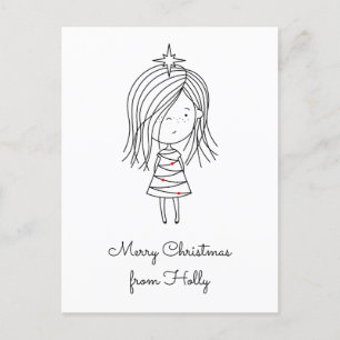 Colour Your Own Christmas Lights Girl Postcard