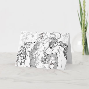 Colour your Own Christmas Ponies Card