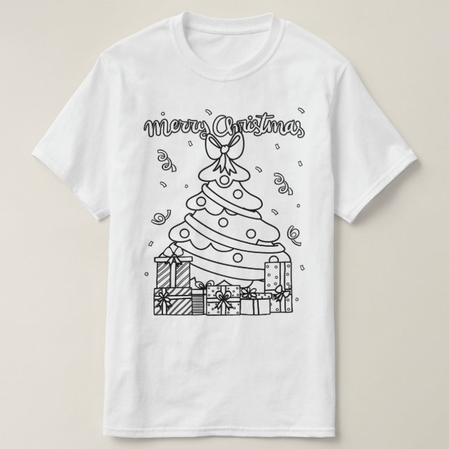 Colour Your Own Christmas tree Christmas Job  T-Shirt (Design Front)