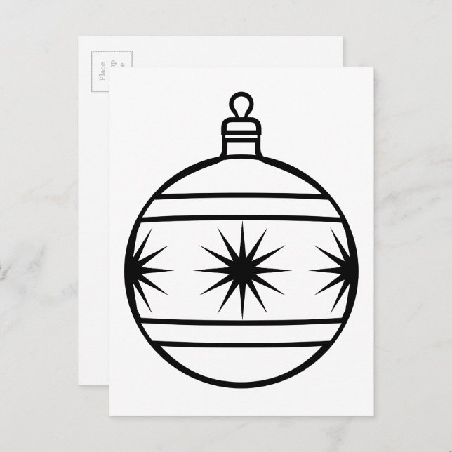 Colour-Your-Own Christmas Tree Ornament Postcard (Front/Back)