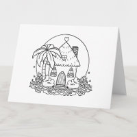 Colour Your Own Cute Cottage Beach House Blank