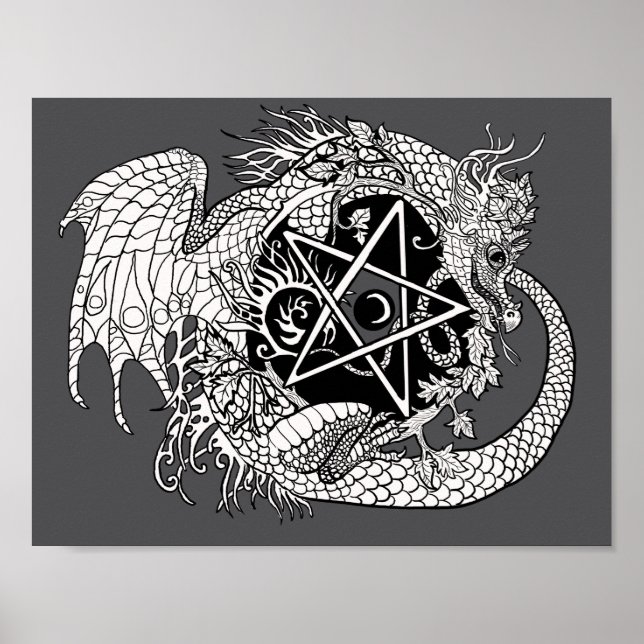 Colour your own Dragon Pentacle Poster (Front)