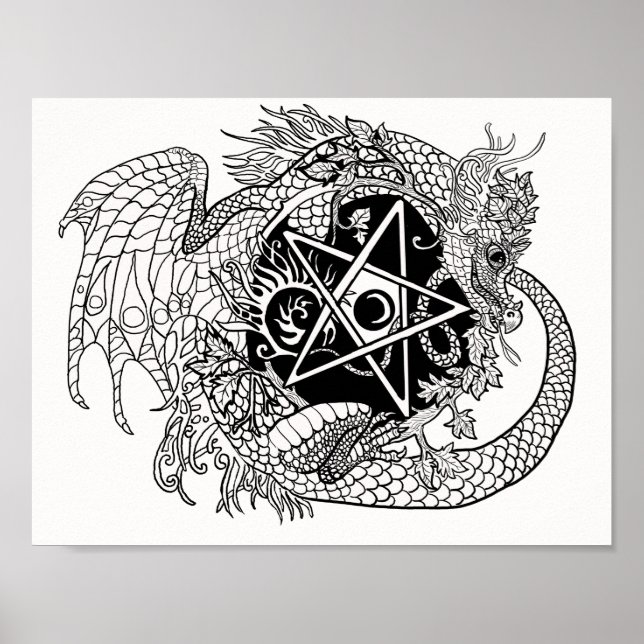 Colour your own Dragon Pentacle Poster (Front)
