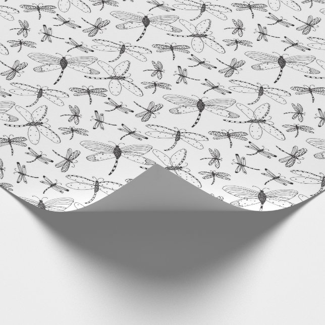 Colour Your Own Dragonfly Pattern Wrapping Paper (Corner)