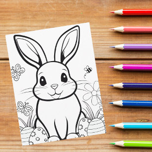 Colour Your Own! Easter Bunny Postcard